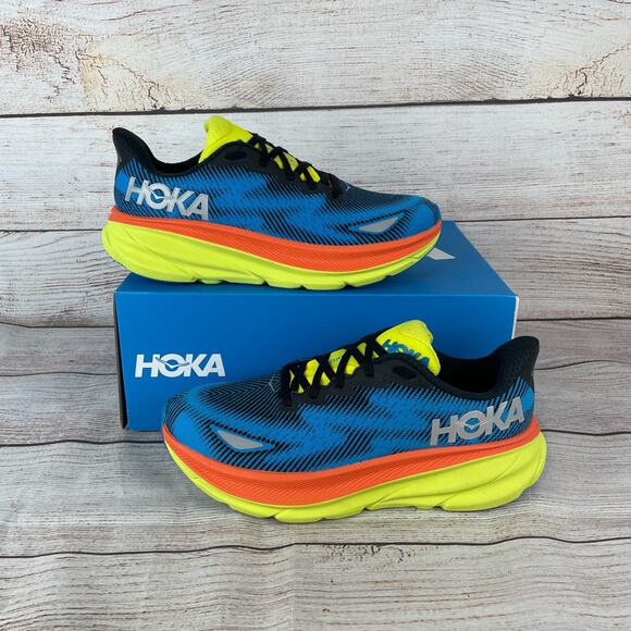 Hoka One Clifton 9 GTX Sz Mens Sz 8 Running Shoes Black Diva Blue Gore Tex - Picture 1 of 11